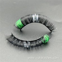 white and green colored glitter sparkle russian lashes